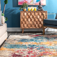 Area Rug, 7 ft 10 in x 11 ft Rectangle with Abstract Pattern