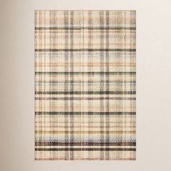 Area Rug, 7 Ft 3 In X 9 Ft 3 In with Polyester Plaid Pattern