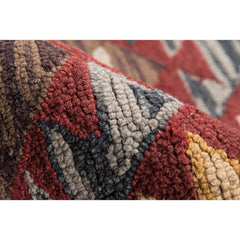 Area Rug, 7 ft 6 in x 9 ft 6 in, Red Wool with Geometric Pattern