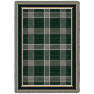 Area Rug, 7 ft 8 in x 10 ft 9 in, Green and Gray Nylon Berber