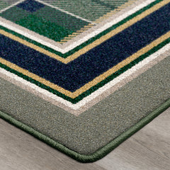 Area Rug, 7 ft 8 in x 10 ft 9 in, Green and Gray Nylon Berber