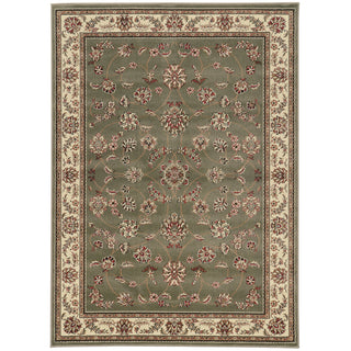 Area Rug, 7 ft 9 in x 11 ft with Sage Green Traditional Pattern