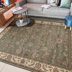 Area Rug, 7 ft 9 in x 11 ft with Sage Green Traditional Pattern