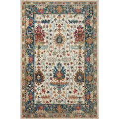 Area Rug, 7 ft 9 in x 9 ft 9 in, Hand-Tufted Wool in Ivory and Blue