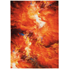 Area Rug, 7 ft 9 in x 9 ft 9 in with Orange Abstract Design