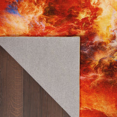 Area Rug, 7 ft 9 in x 9 ft 9 in with Orange Abstract Design