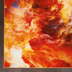 Area Rug, 7 ft 9 in x 9 ft 9 in with Orange Abstract Design