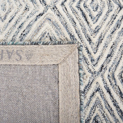 Area Rug, 7 Ft Square, Hand-Woven Wool in Blue/Gray