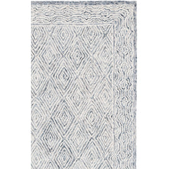 Area Rug, 7 Ft Square, Hand-Woven Wool in Blue/Gray