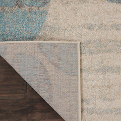Area Rug, 7 ft x 10 ft, Floral Pattern in Ivory and Light Blue
