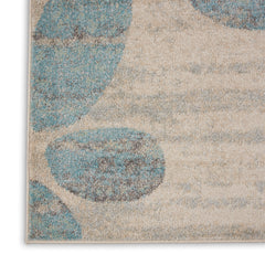 Area Rug, 7 ft x 10 ft, Floral Pattern in Ivory and Light Blue