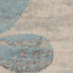 Area Rug, 7 ft x 10 ft, Floral Pattern in Ivory and Light Blue