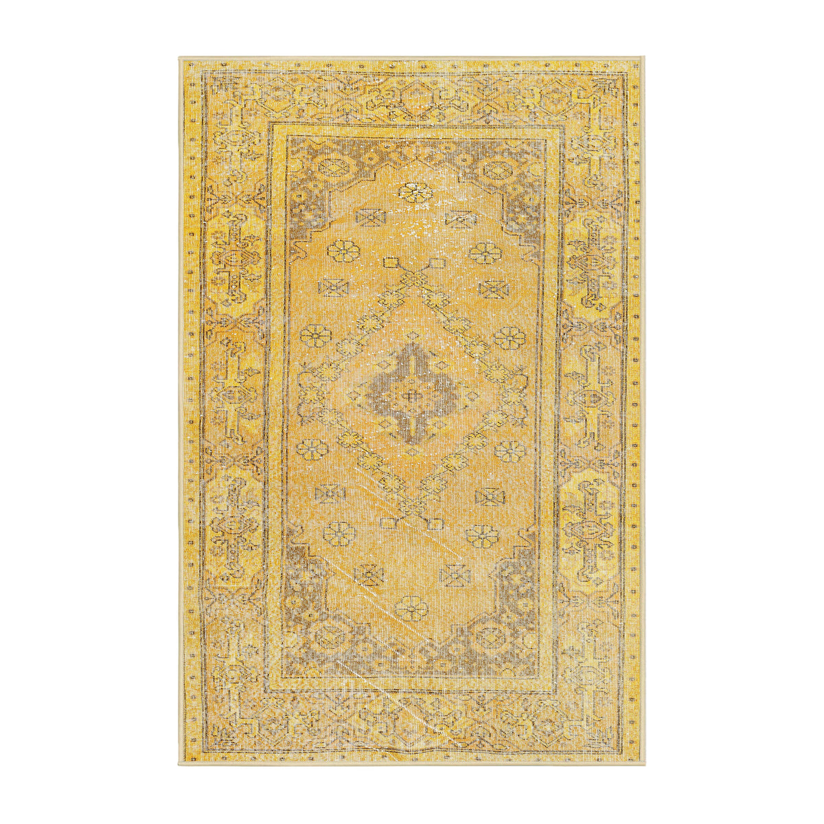 Area Rug, 7' x 10', Brown and Yellow Chenille