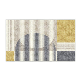 Area Rug, 7 x 9 ft in Beige and Gray Chenille Polyester