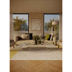 Area Rug, 7 x 9 ft in Beige and Gray Chenille Polyester