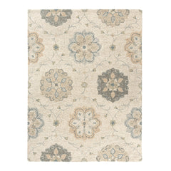Area Rug, 7' x 9', Ivory Hand-Tufted Wool with Cotton Backing