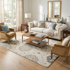 Area Rug, 7' x 9', Ivory Hand-Tufted Wool with Cotton Backing