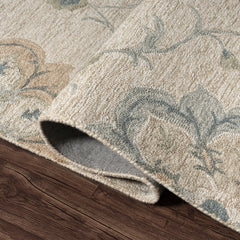 Area Rug, 7' x 9', Ivory Hand-Tufted Wool with Cotton Backing