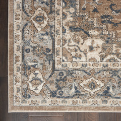 Area Rug, 8'10" x 11'10", Beige/Gray with Oriental Medallion Design