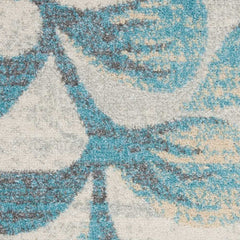 Area Rug, 8'10" x 11'10" in Ivory White/Turquoise Blue