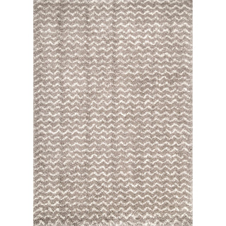 Area Rug, 8'10" x 12', Cream with Chevron Pattern
