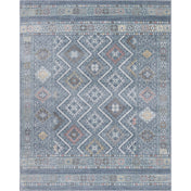 Area Rug, 8'11" x 12' in Blue/Gold/Ivory