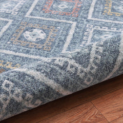 Area Rug, 8'11" x 12' in Blue/Gold/Ivory
