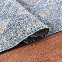 Area Rug, 8'11" x 12' in Blue/Gold/Ivory