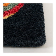 Area Rug, 8'3" x 11', Black Wool with Geometric Pattern