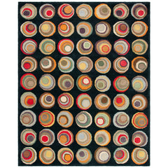 Area Rug, 8'3" x 11', Black Wool with Geometric Pattern