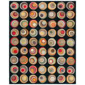 Area Rug, 8'3" x 11', Black Wool with Geometric Pattern