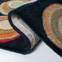 Area Rug, 8'3" x 11', Black Wool with Geometric Pattern