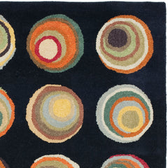 Area Rug, 8'3" x 11', Black Wool with Geometric Pattern