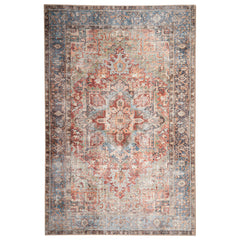 Area Rug, 8'4" x 11'6" with Blue, Red and Brown Medallion Pattern