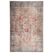 Area Rug, 8'4" x 11'6" with Blue, Red and Brown Medallion Pattern
