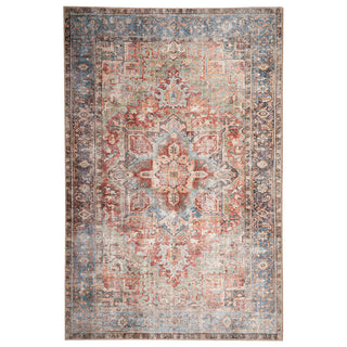 Area Rug, 8'4" x 11'6" with Blue, Red and Brown Medallion Pattern
