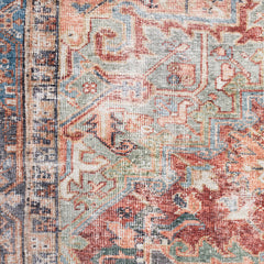 Area Rug, 8'4" x 11'6" with Blue, Red and Brown Medallion Pattern