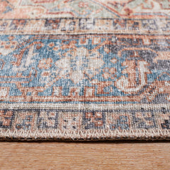 Area Rug, 8'4" x 11'6" with Blue, Red and Brown Medallion Pattern