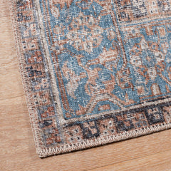 Area Rug, 8'4" x 11'6" with Blue, Red and Brown Medallion Pattern