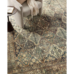 Area Rug, 8'6" x 11'6", Blue Polyester with Oriental Pattern