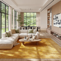 Area Rug, 8'6" x 11'6", Gold with Floral Pattern