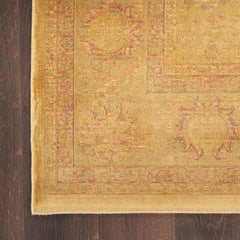 Area Rug, 8'6" x 11'6", Gold with Floral Pattern