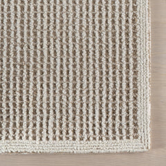 Area Rug, 8'6" x 11'6" in Beige and Brown Checkered Wool