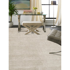 Area Rug, 8'6" x 11'6" in Beige Wool and Viscose