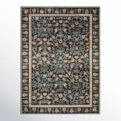 Area Rug, 8'6" x 11'6" in Green/Black/Beige Polyester