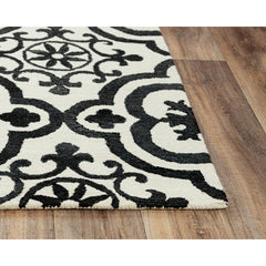 Area Rug, 8'6" x 11'6" in Ivory/Black with Wool and Polyester