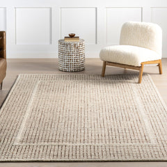 Area Rug 8'6" x 11'6" in Ivory with Wool Blend