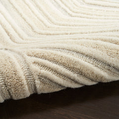Area Rug, 8'6" x 11'6", Ivory Wool with Geometric Pattern