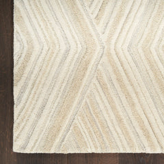 Area Rug, 8'6" x 11'6", Ivory Wool with Geometric Pattern