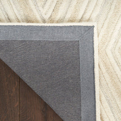 Area Rug, 8'6" x 11'6", Ivory Wool with Geometric Pattern